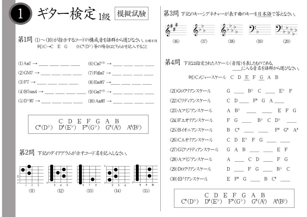 【解説】ギター検定1級（エキスパート）模擬試験/日本音楽能力検定協会