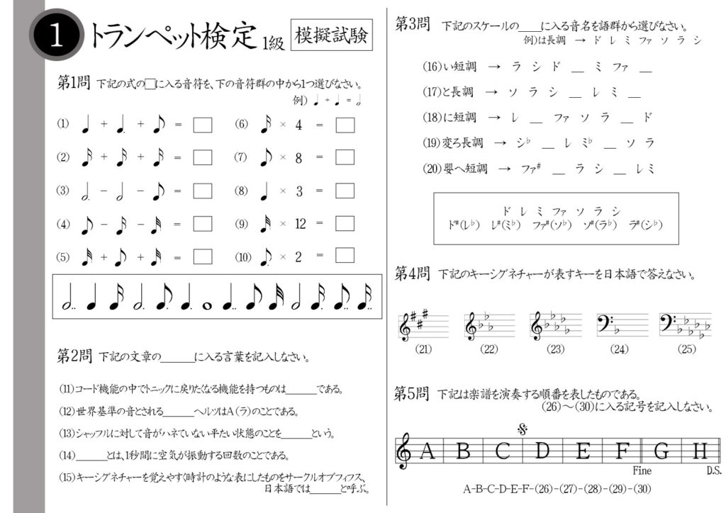 【解説】トランペット検定1級（エキスパート）模擬試験/日本音楽能力検定協会