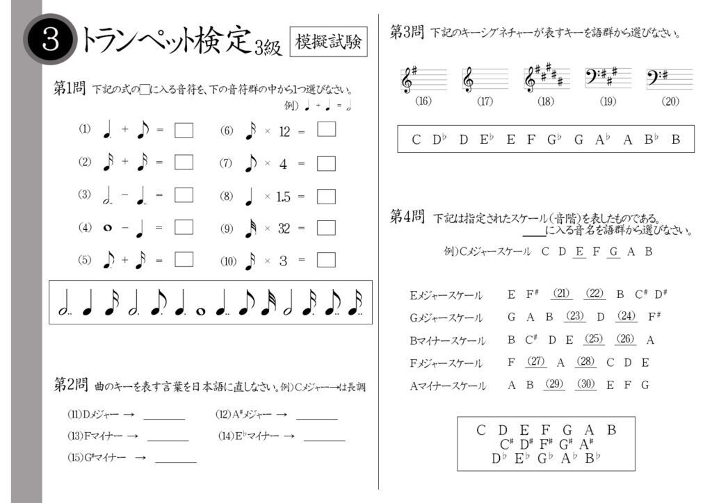 【解説】トランペット検定3級(上級者)模擬試験/日本音楽能力検定協会