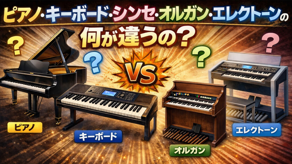 【ピアニスト？キーボーディスト？】ピアノとキーボードの違いと、シンセサイザー、エレクトーン、オルガンなどの特徴の違い/日本音楽能力検定協会