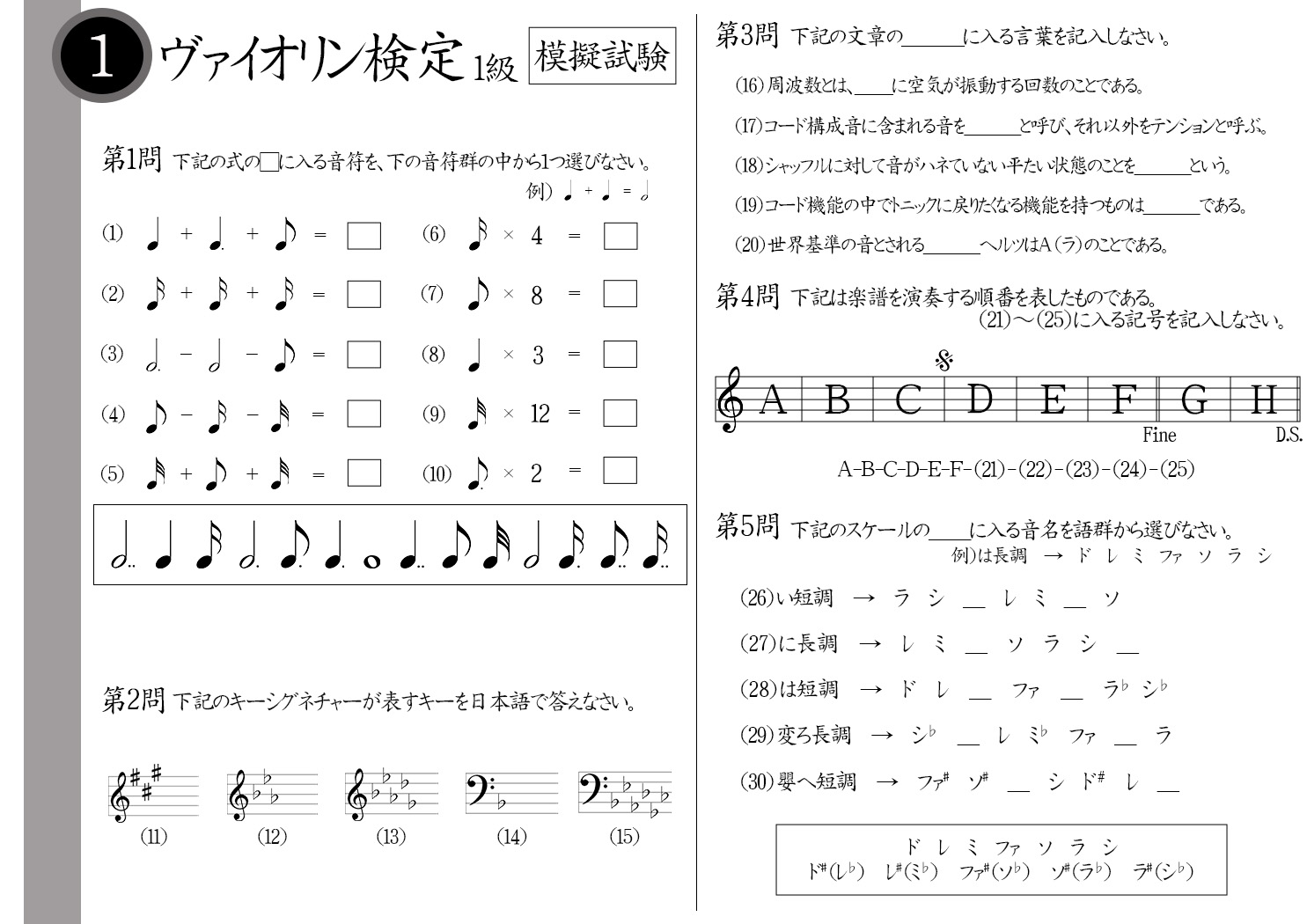「女性でも筒音に届く」一本調子 ドレミ調 解説】ヴァイオリン検定1級（エキスパート）模擬試験/日本音楽能力検定